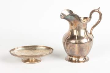 Jones Ball & Poor, Boston, Coin Silver Pitcher & Sterling Footed Dish