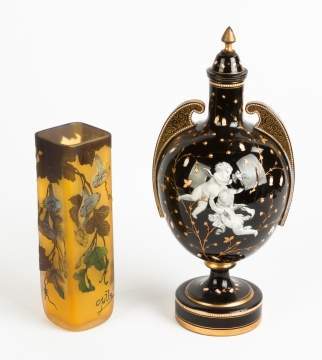 Enameled Vase and Galle Vase