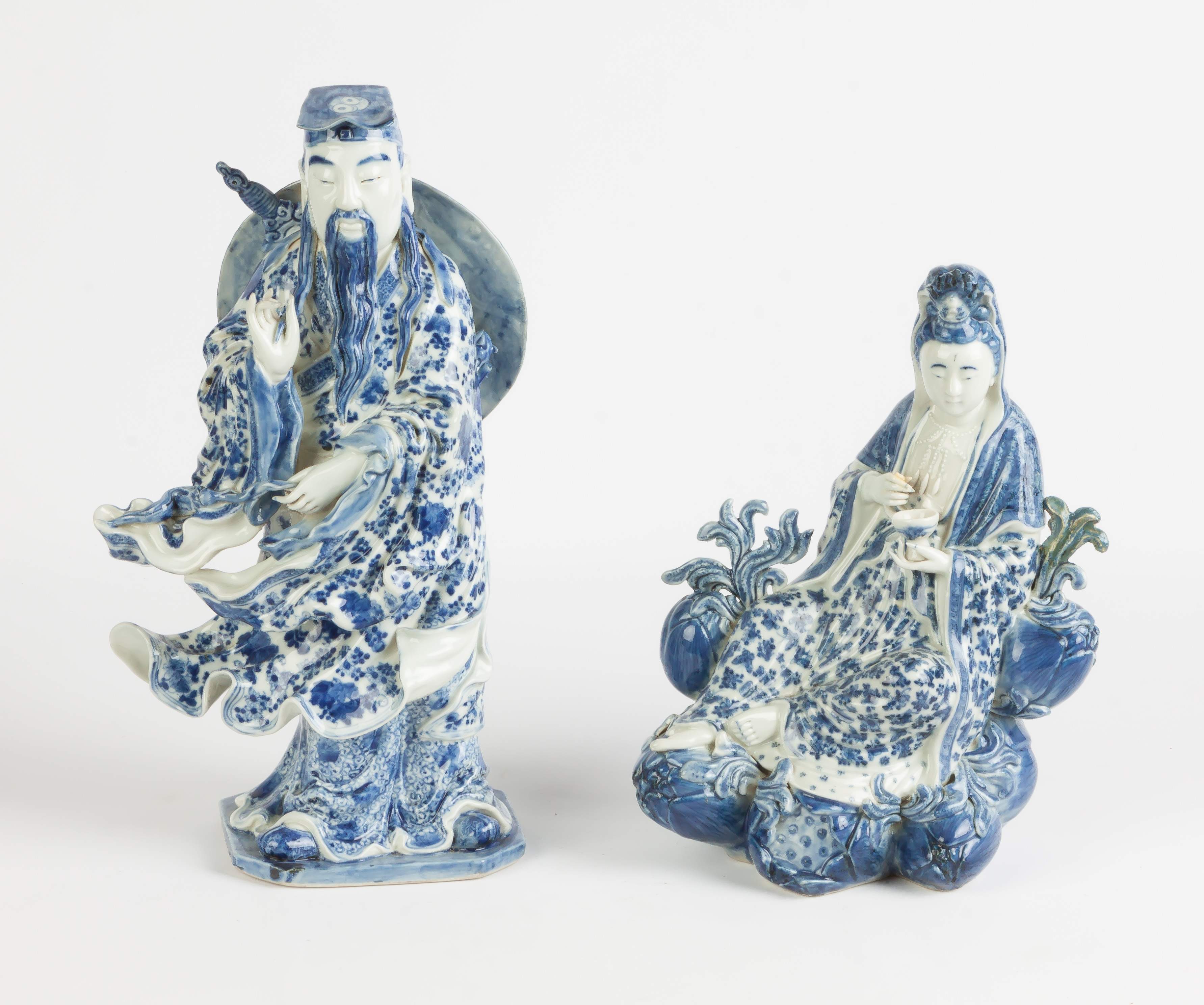 Two Chinese Blue and White Porcelain Figures Cottone Auctions