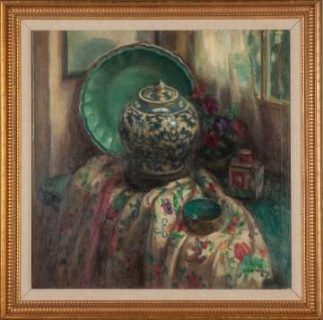 John Hubbard Rich (American, 1886-1949) Still Life with Asian Porcelain and Robe
