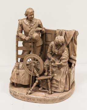 John Rogers (American, 1829-1904) "John Alden and Priscilla" Plaster Sculpture