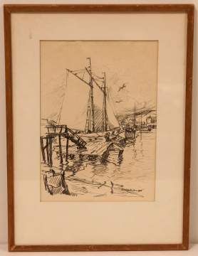 Emile Albert Gruppé (American, 1896–1978) Harbor Drawing