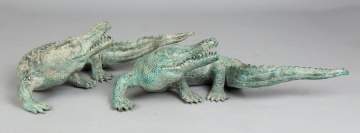 Two Contemporary Patinaed Metal Alligators