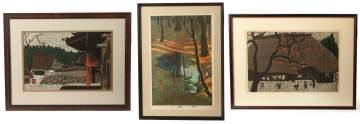 Two Kiyoshi Saito &  One Shiro Kasamatsu Woodblock Prints