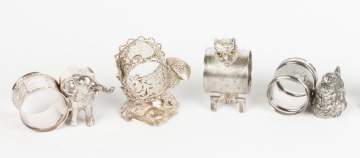4 Vintage Silver Plate Figural Napkin Rings