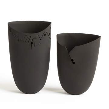 Angela Verdon (British, B. 1949) Two Brown/Black Porcelain Vases