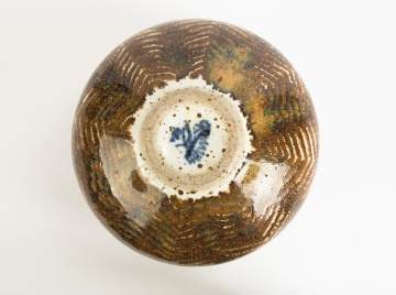 Richard Kjaergaard (Denmark, 1919-1999) Bowl with Burnt Orange Linear Design