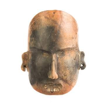 Large Colima Reddish Clay Mask with Fine Details