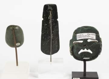 Three Costa Rican and Mexican Jade Pieces