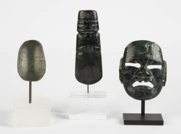 Three Costa Rican and Mexican Jade Pieces