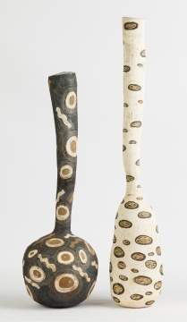 Carol Townsend (American, B. 1948) Two White Skinmorph Series Vases