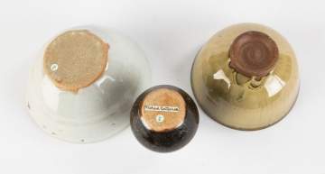 Two Stoneware Bowls and a Vase