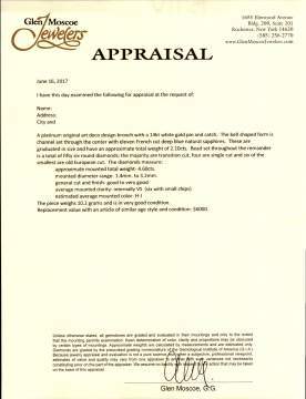 Platinum Art Deco Design Bell Shaped Brooch