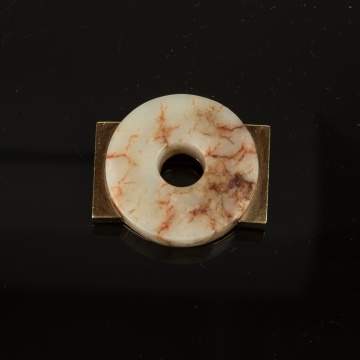 Jade and 14K Gold Pin