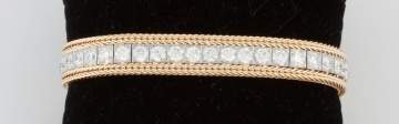 Vintage Platinum and Diamond Straight Line  Bracelet