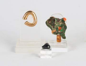 Gold Nose Ring, Mosaic Head & Assyrian Miniature Duck