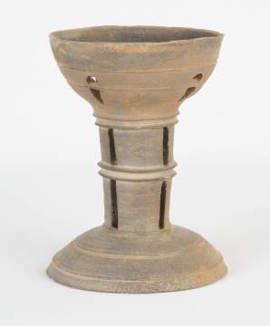 Korean Ash Glazed Stoneware Bowl on Stand