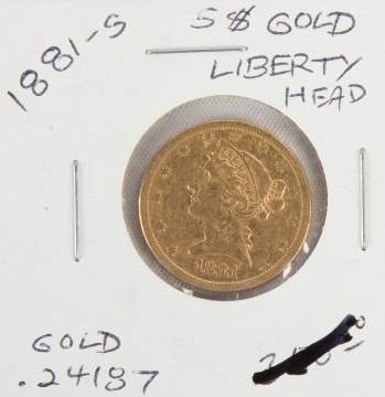 1881S Liberty Head $5 Gold Coin