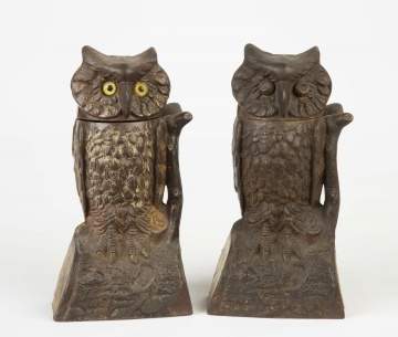 Two Owl Turns Head Cast Iron Mechanical Banks