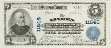 1919 $5 National Bank Note, NJ