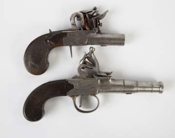 "Pickfitt" Queen Anne Flintlock Cannon Barrel Pistol and Flintlock Muff Pistol