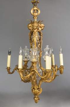 Fine Gilt Bronze and Cut Crystal Chandelier