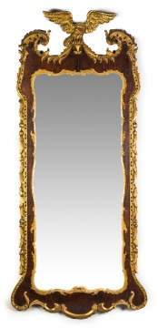 Carved and Gilt Wood Mahogany Pier Mirror with Eagle