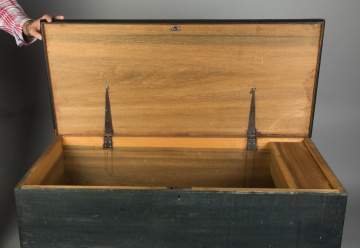 Country Chippendale Blue Painted Blanket Chest