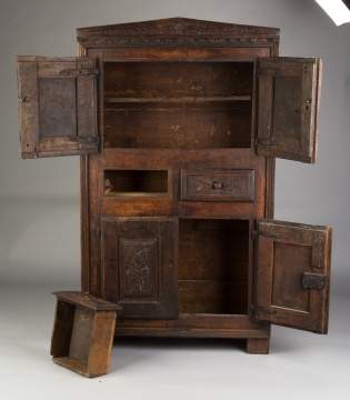 Early Carved and Pegged Cabinet