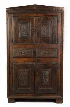 Early Carved and Pegged Cabinet