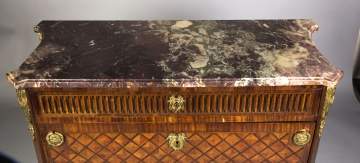 French Marquetry Inlaid Three Drawer Commode