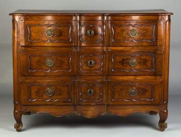 French Serpentine Front Fruitwood Three-Drawer Chest