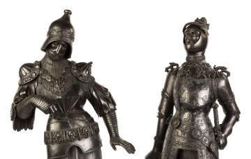 Pair of Carved Court Figures in Armor