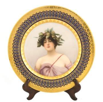 Vienna Hand Painted Enameled Plate, Daphne