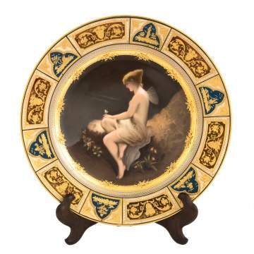 Vienna Hand Painted Enameled Plate, Psyche
