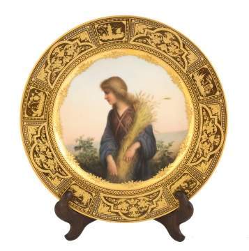 Vienna Hand Painted Enameled Plate, Ruth 