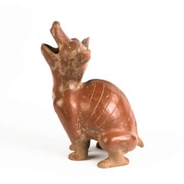 12th Century Pottery Figure of a Squatting Dog
