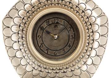 R. Lalique Glass and Brass Clock