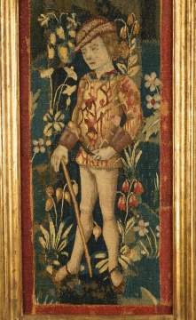 Flemish Pastoral Millefleurs Tapestry Fragment