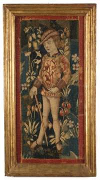 Flemish Pastoral Millefleurs Tapestry Fragment