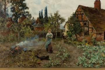 Henry John Yeend King
(British, 1855-1924) "Tudor Cottages at St. Cross Near Winchester"