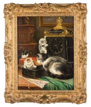 Lucie Briard (French, 19th/20th century) Pair of Cat Paintings
