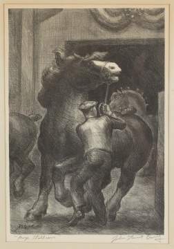 John Steuart Curry (American, 1897-1946)  "Prize Stallions"