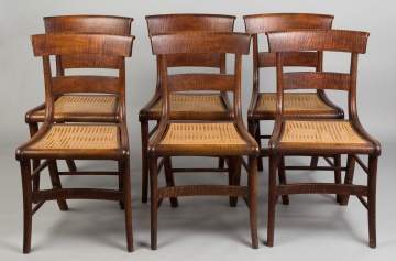 Set of Six Tiger Maple Side Chairs