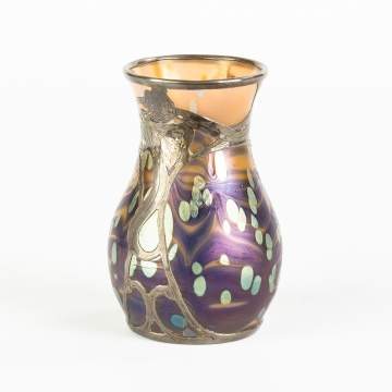 Fine Loetz Silver Overlay and Decorated Vase
