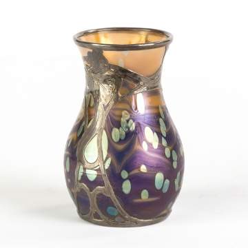 Fine Loetz Silver Overlay and Decorated Vase