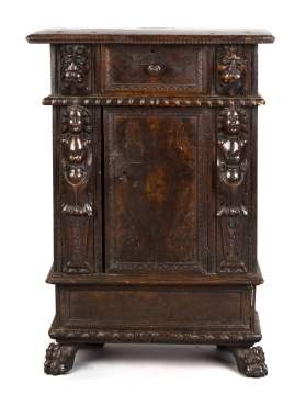 Italian Walnut Side Cabinet with Drawer