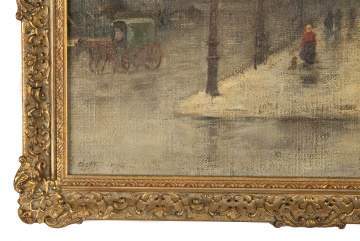 Charles Gruppe (American, 1860-1940) Columbus Circle in NYC as seen from 59th Street