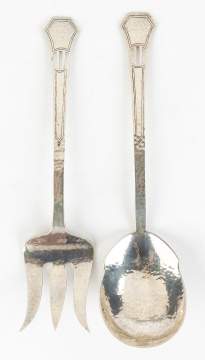 Alvin Arts and Crafts Hand Hammered Sterling  Silver Serving Pieces