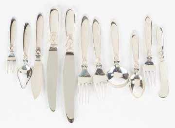 Georg Jensen Extensive Set of Sterling Silver Flatware - Cactus Pattern